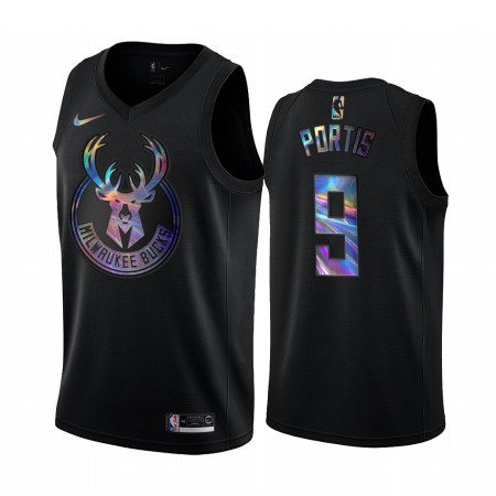 Camiseta Hombre Milwaukee Bucks Bobby Portis 9 Iridescent HWC Collection Swingman